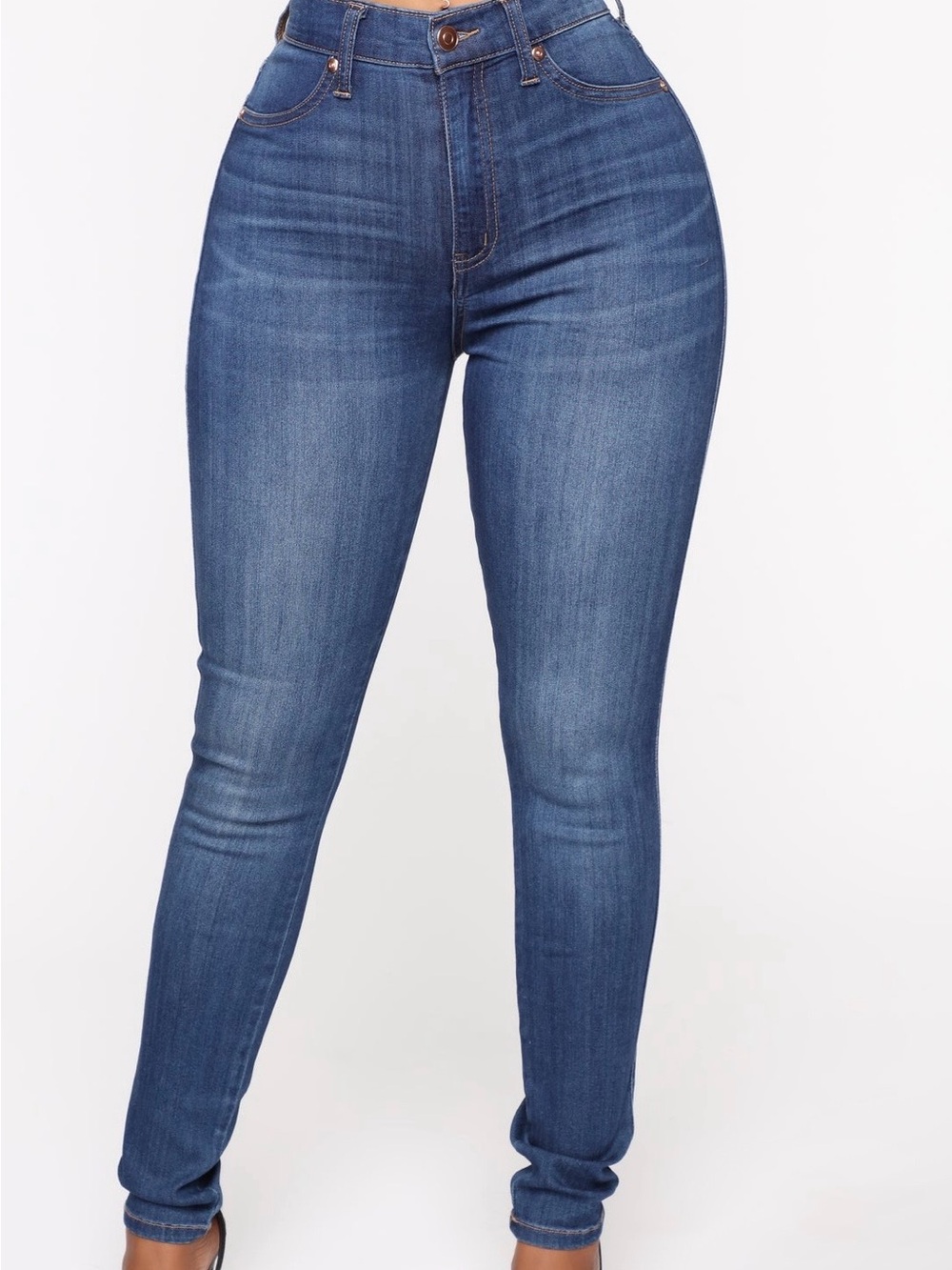 Curve Your Ways Skinny Jeans- Medium Blue Wash